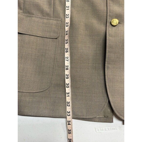 Stafford Blazer 48L Men's Tan Classic Wool Blend 2 Button Notch Collar Vent - Picture 6 of 9